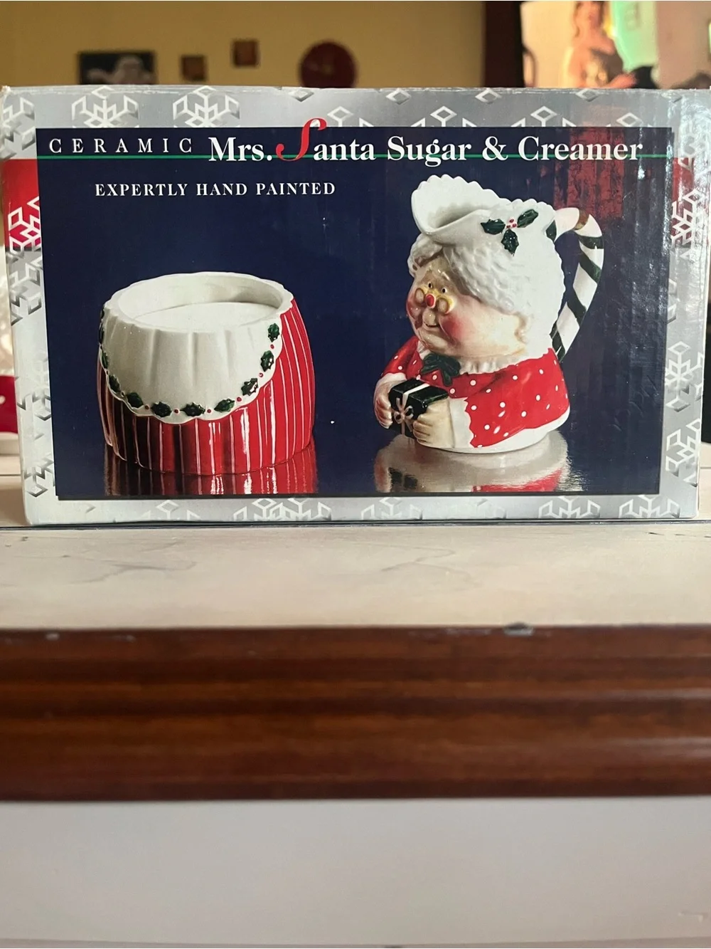 Mrs. Santa Ceramic Sugar & Creamer Set - Red and White Holiday Decor